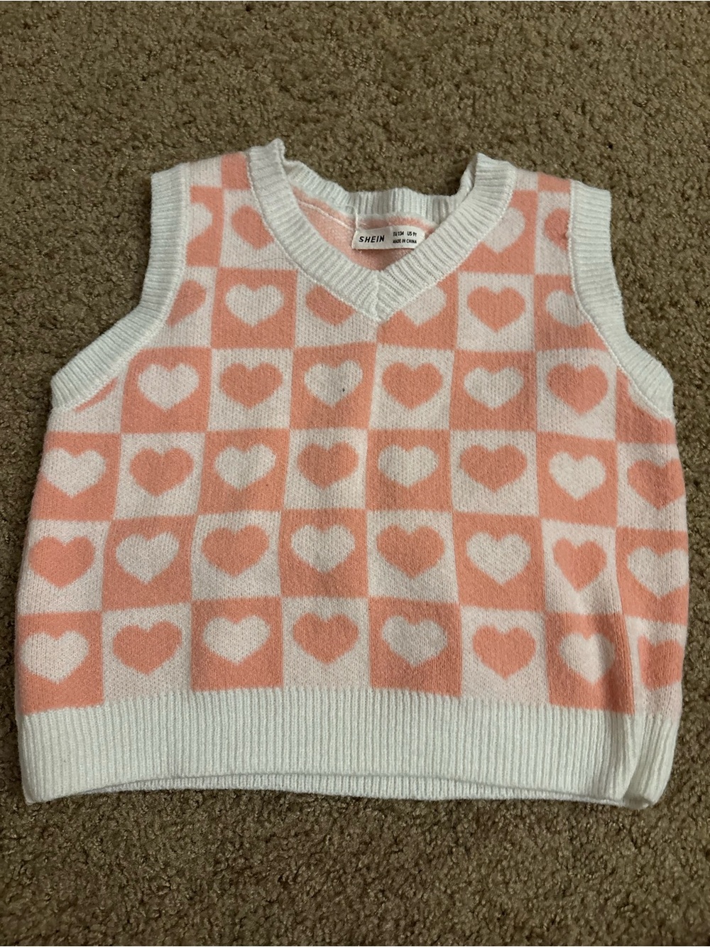 Pink & White Heart Checker Knit Vest